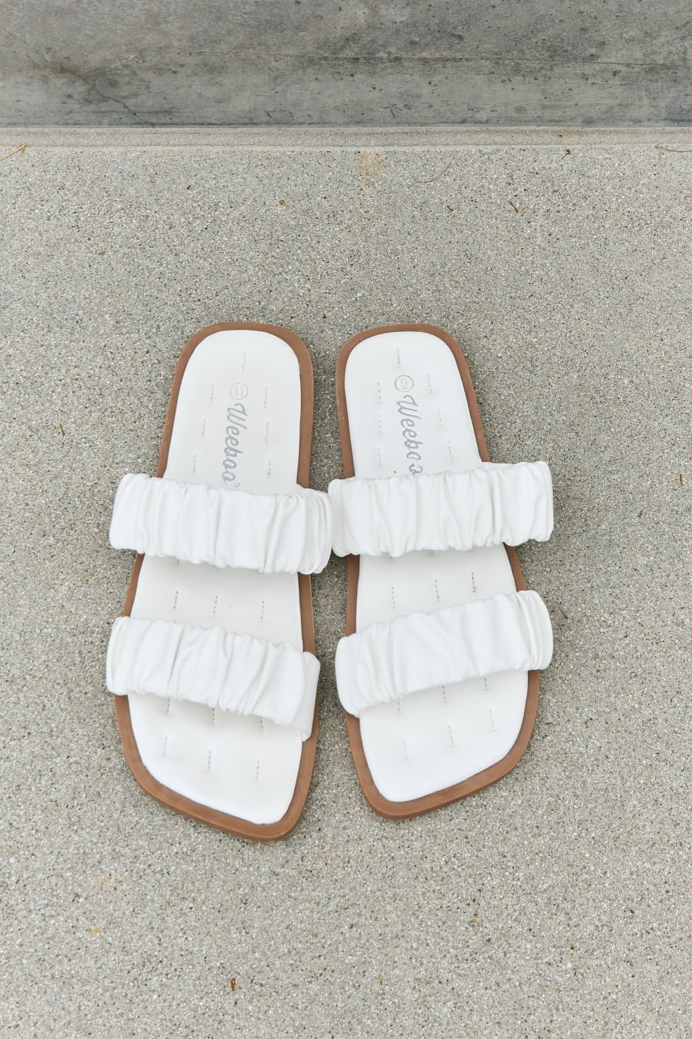 Weeboo Double Strap Scrunch Sandal in White - Fashion Girl Online Store