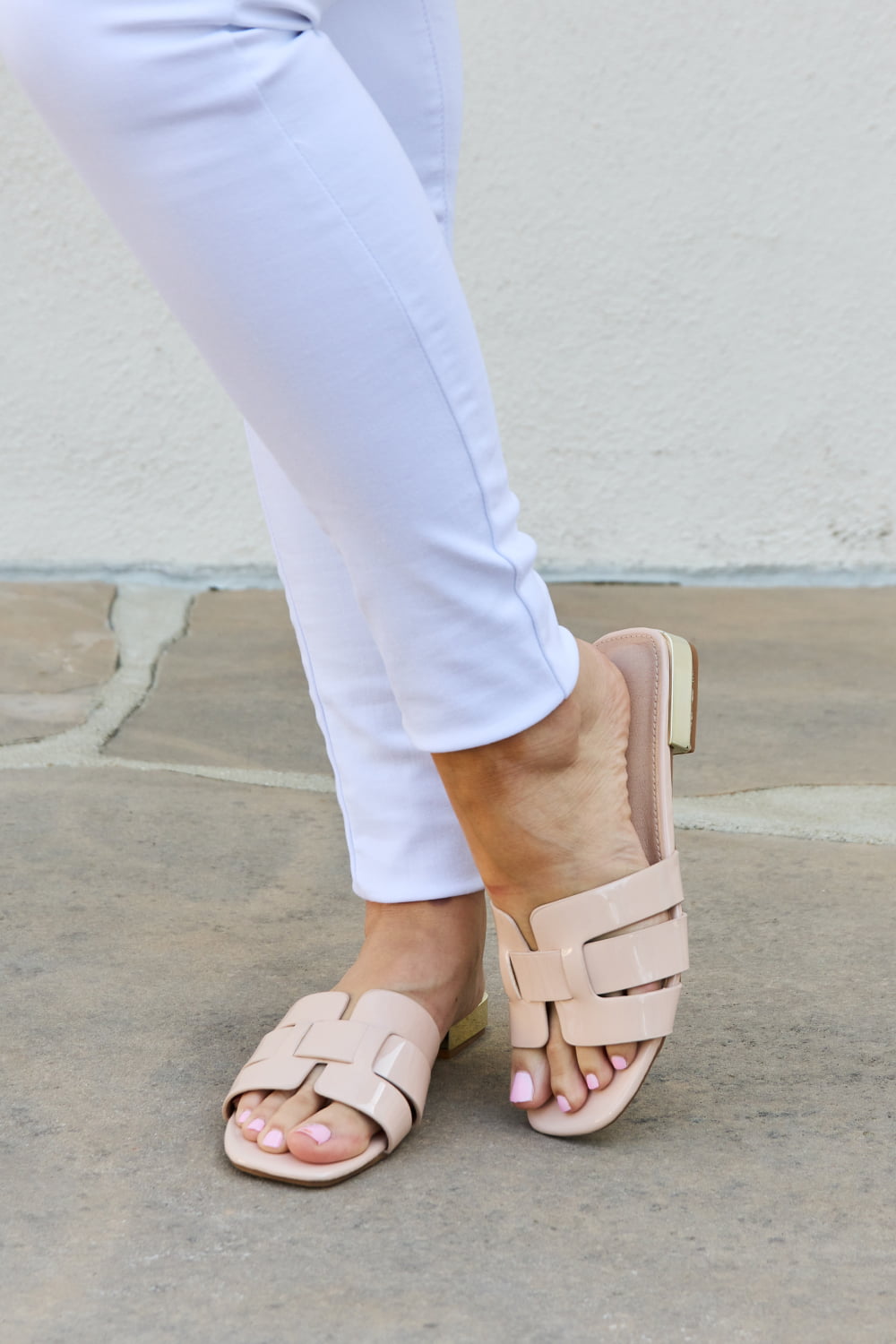 Weeboo Walk It Out Slide Sandals in Nude - Fashion Girl Online Store