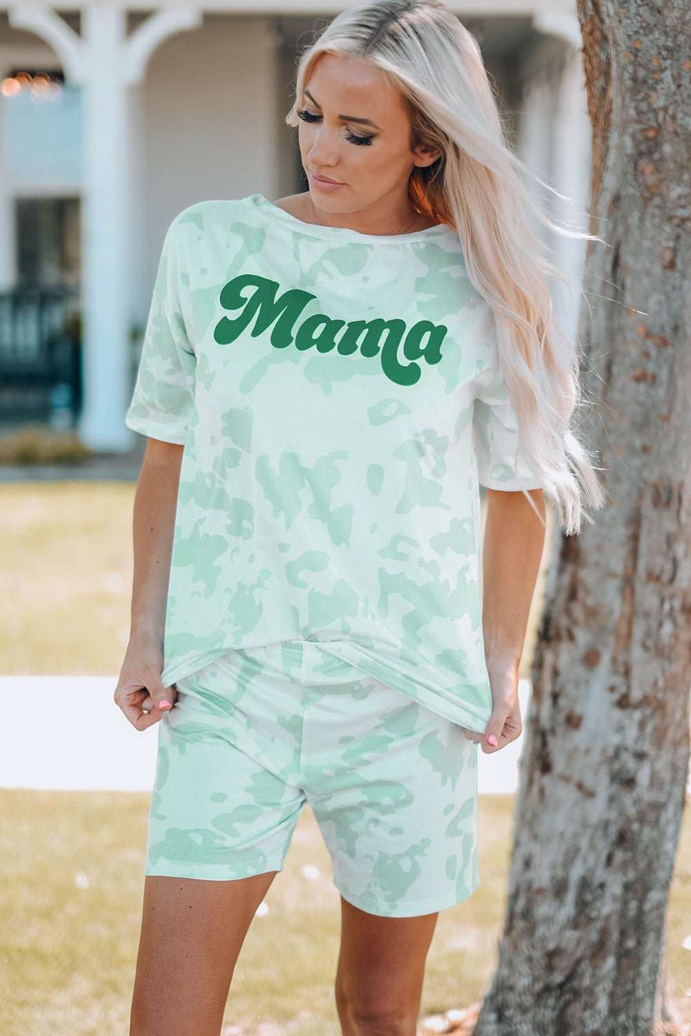 Women Printed Letter Graphic Lounge Set - Fashion Girl Online Store