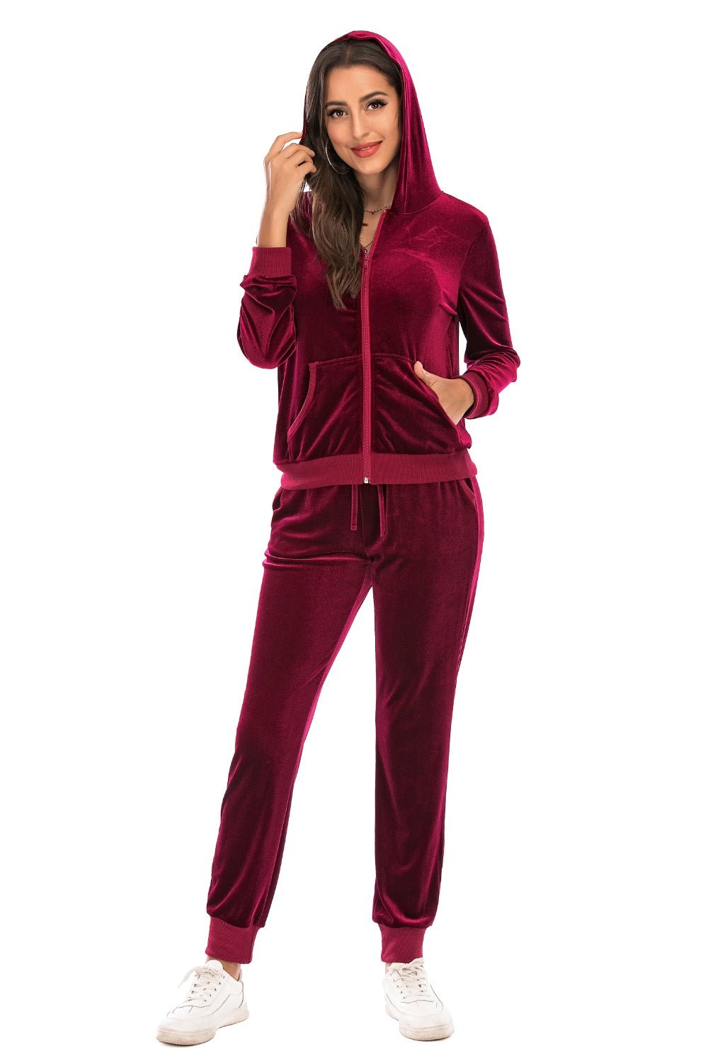 Zip-Up Hooded Jacket and Pants Set - Fashion Girl Online Store