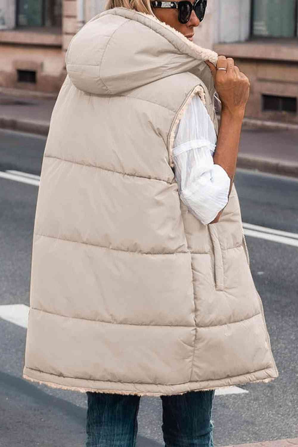 Zip-Up Longline Hooded Vest - Fashion Girl Online Store