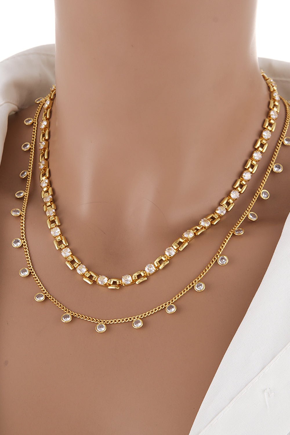 Zircon Decor Copper Necklace - Fashion Girl Online Store